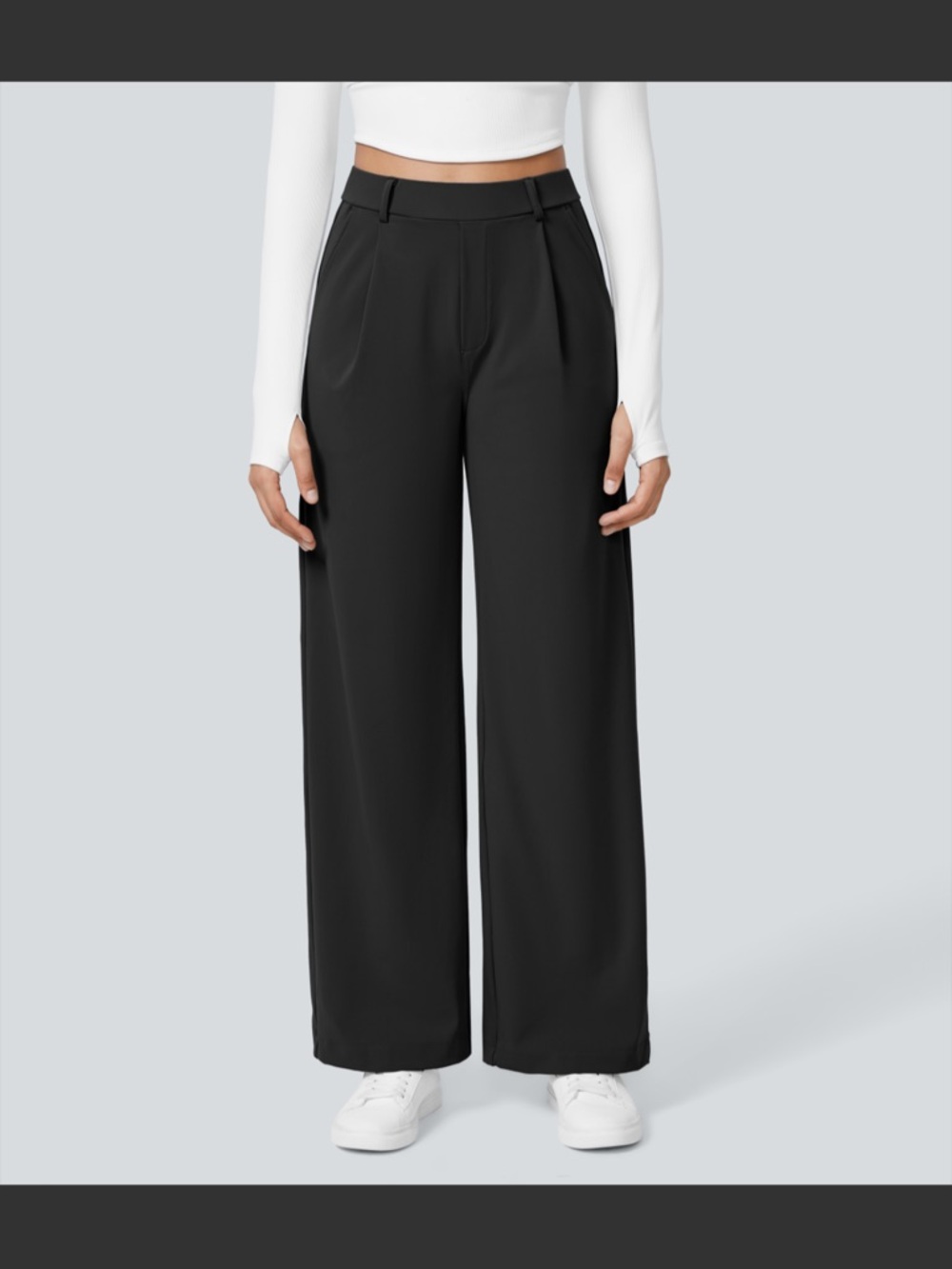 HALARA Black Wide-Leg High-Rise Pants